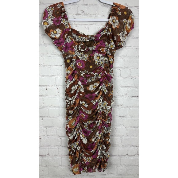 Steve Madden Dresses & Skirts - Vintage Y2k Madden NYC brown Sheer Overlay Mini Dress Whimsigoth Fairy Grunge S‎